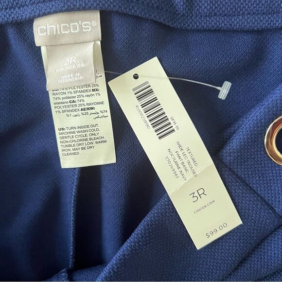 Chico's Blue Trousers Pull-on Textured Waffle sz 16 (3R Chico Sizing) NEW 🏷 - Picture 5 of 13